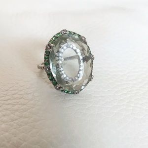 🚫SOLD🚫Silver Prasiolite Ring sz 7 with peridot